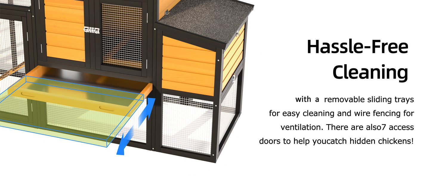 Large Outdoor Solid Wood Chicken Coop and Run