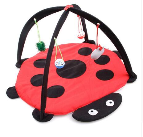 Cartoon cat play tent hammock with red ladybug mat and hanging toys by Sell My Stuff on Tampa Home & Garden Store