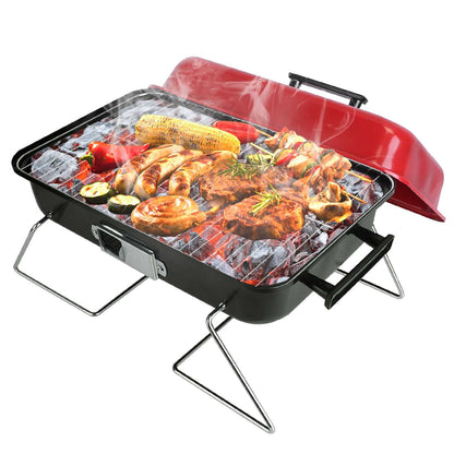 GemGear portable charcoal grill tabletop folding BBQ with red lid for backyard and camping on Tampa Home & Garden Store