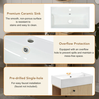 Compact Modern Floating Vanity with Ceramic Basin