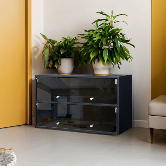 Black glass door shoe box storage cabinet RGB LED by V.I.P Digital Presence on Tampa Home & Garden Store
