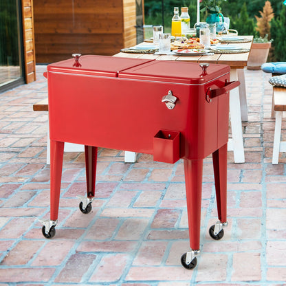 Red GemGear portable outdoor cooler cart with wheels on Tampa Home & Garden Store
