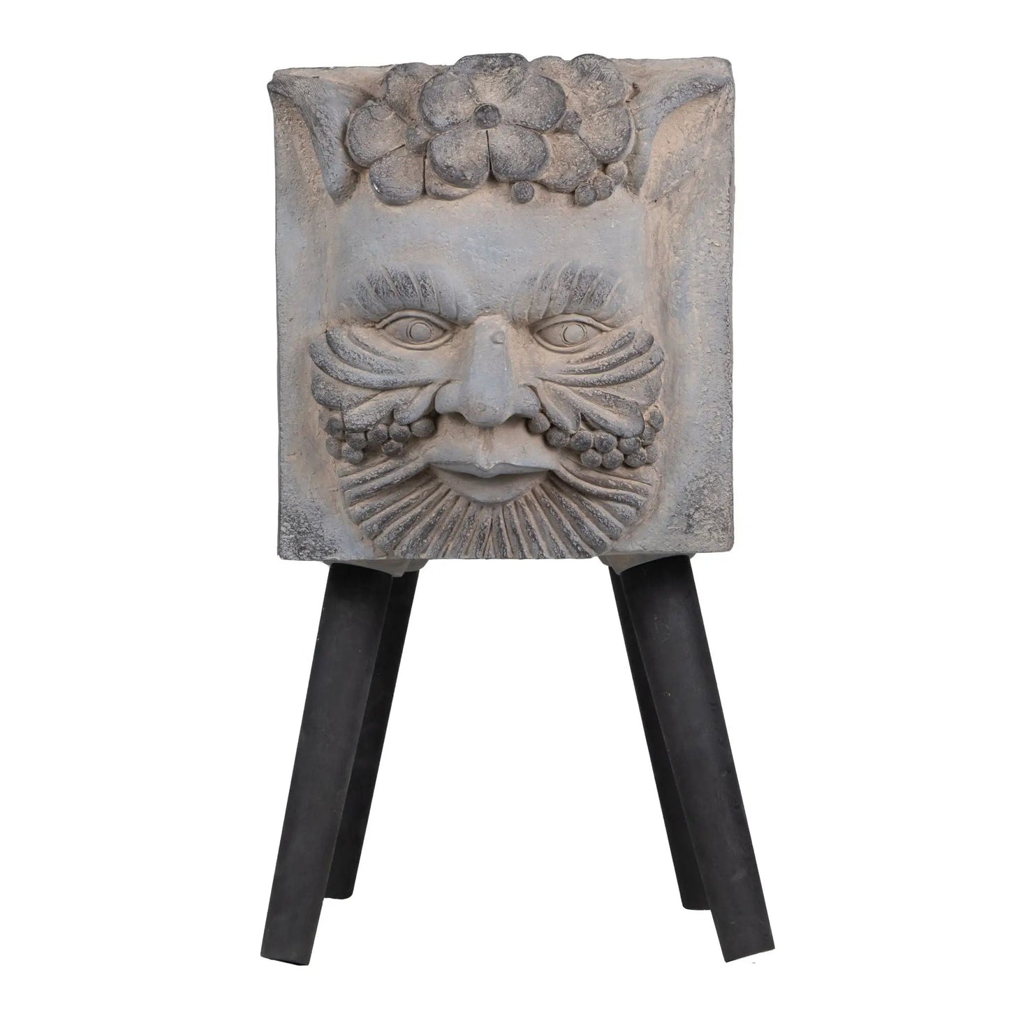 Greek God statue planter gray stone finish with tripod legs Unique Piece Furniture on Tampa Home & Garden Store
