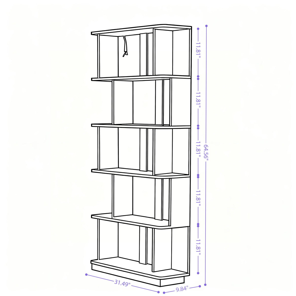 5 Tier Open Bookshelf with Adjustable Storage dark brown finish HouseOfZazla standard rack bookcase on Tampa Home & Garden Store