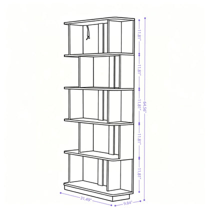 5 Tier Open Bookshelf with Adjustable Storage dark brown finish HouseOfZazla standard rack bookcase on Tampa Home & Garden Store