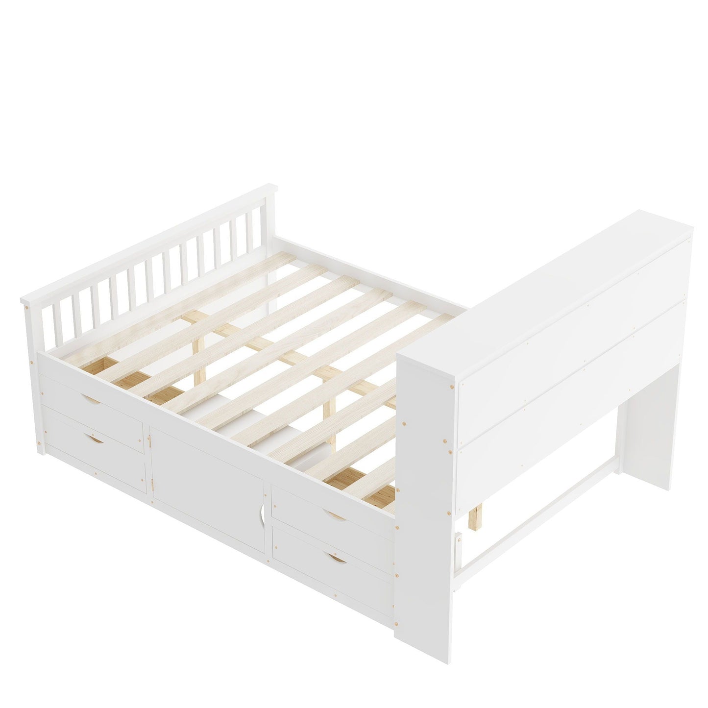 Captain Platform Bed Frame and Bookcase Headboard