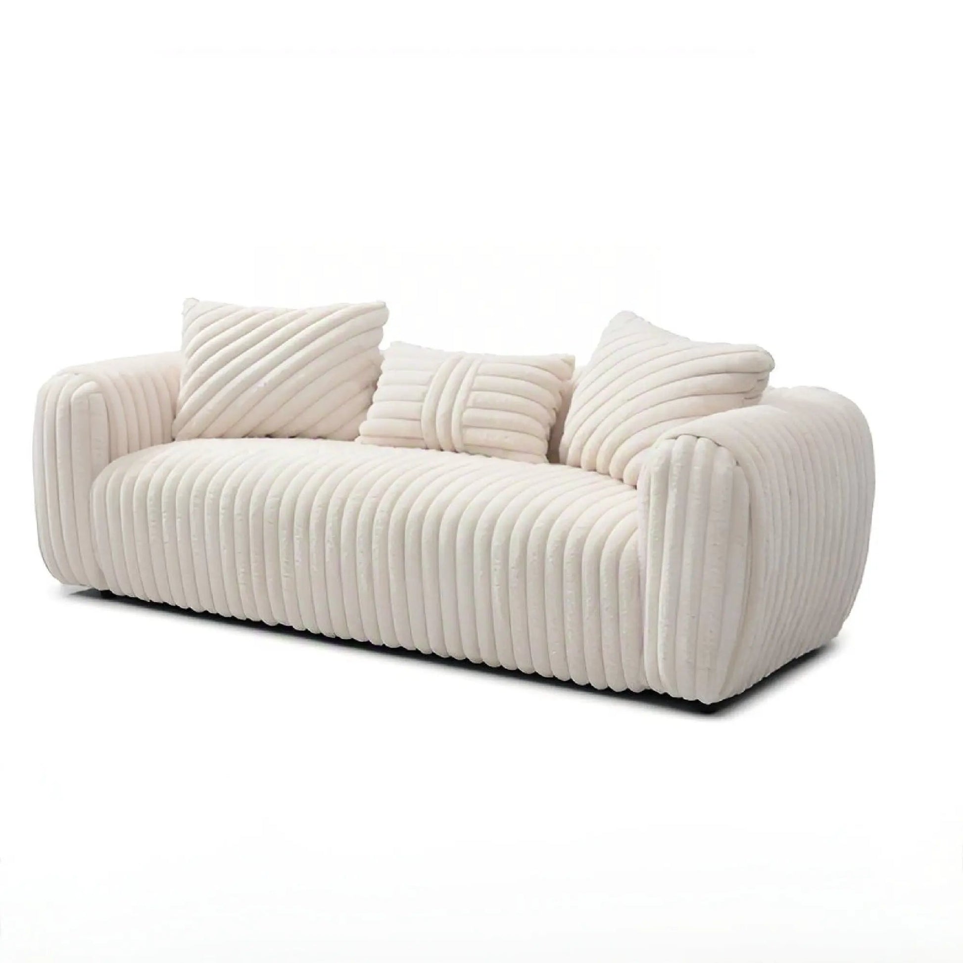 Cancun white sofa with ribbed upholstery and cushions by Unique Piece Furniture on Tampa Home & Garden Store
