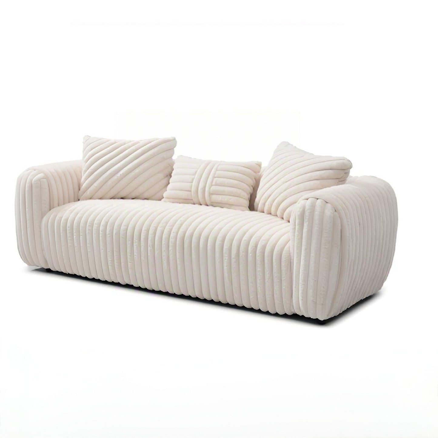 Cancun White Boucle Sofa and Plush Comfort