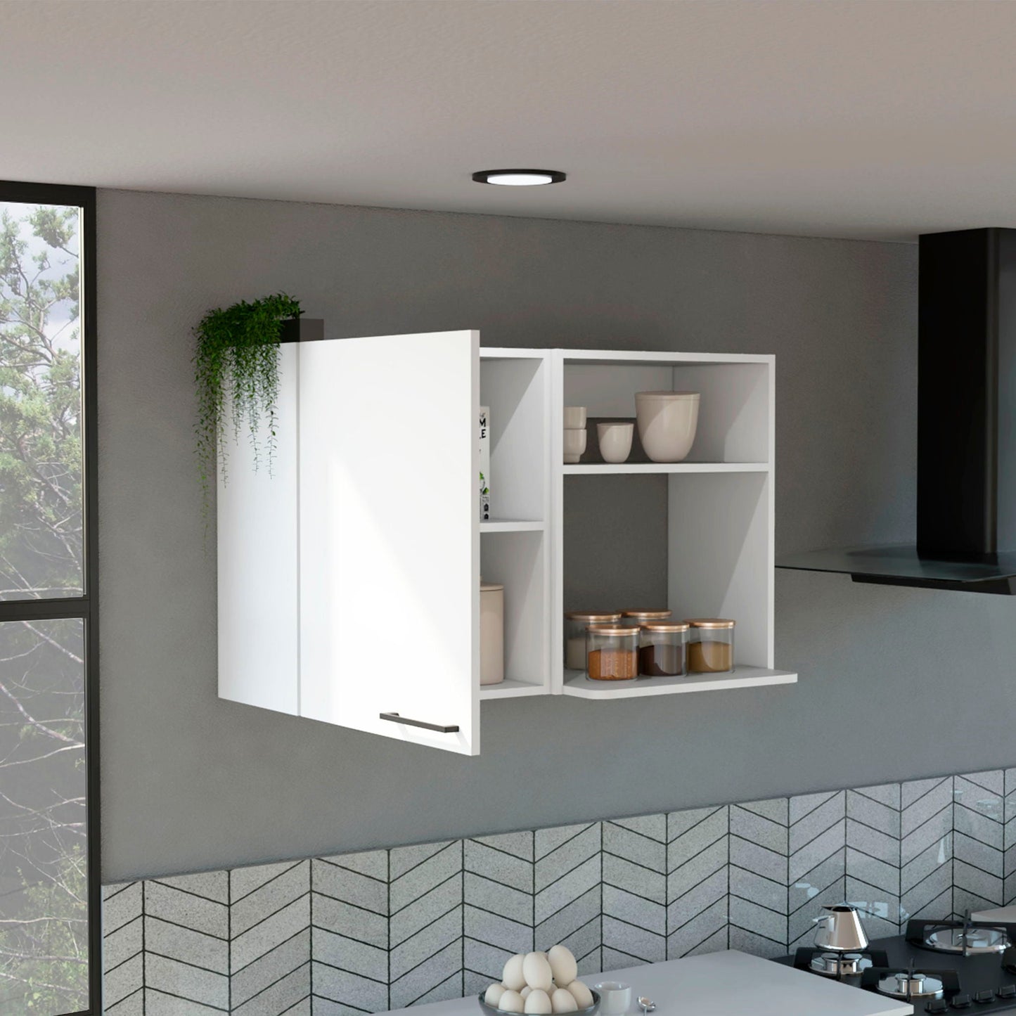 Burwood White Kitchen Wall Cabinet and Shelves