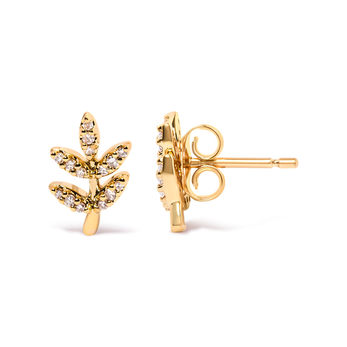 Leaf and Branch diamond stud earrings in 10K yellow gold by Bids.com 1/10 Cttw on Tampa Home & Garden Store