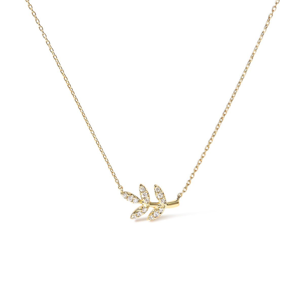 10K yellow gold leaf & branch pendant necklace with 1/10 Cttw diamonds, 18in chain by Bids.com on Tampa Home & Garden Store