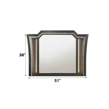 Kaitlyn LED Mirror by Unique Piece Furniture, dark metal frame with crystal trim, 51x38 in on Tampa Home & Garden Store