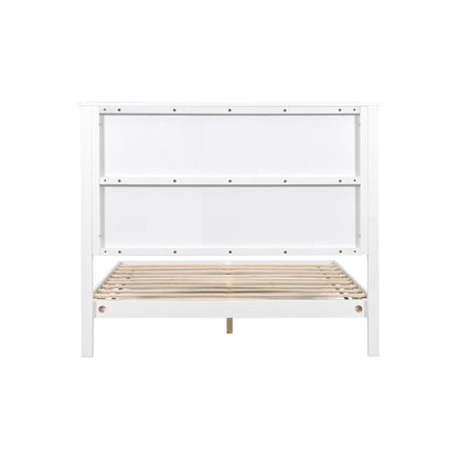 Sleek White Queen Bed Frame and Solid Wood Base