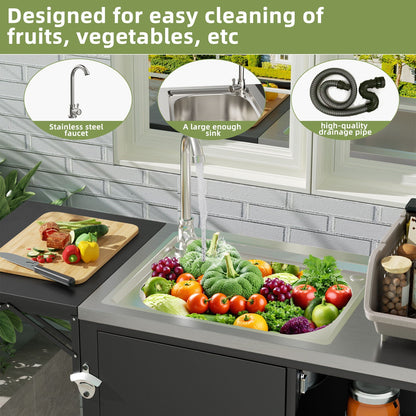 Outdoor Stainless Steel Grill Table and Sink