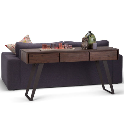Handcrafted Acacia Console Table With Drawers in dark wood finish by HouseOfZazla on Tampa Home & Garden Store