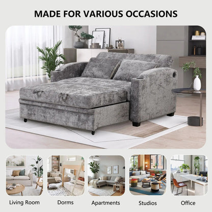 Pull Out Loveseat with Adjustable Backrest USB