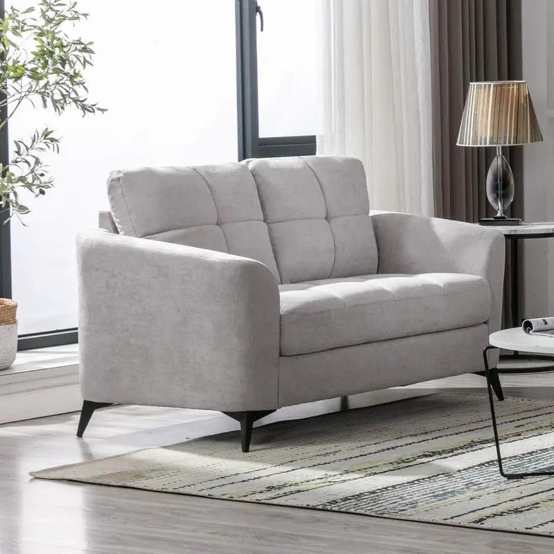 Callie Woven Fabric Loveseat with Tufted Cushions