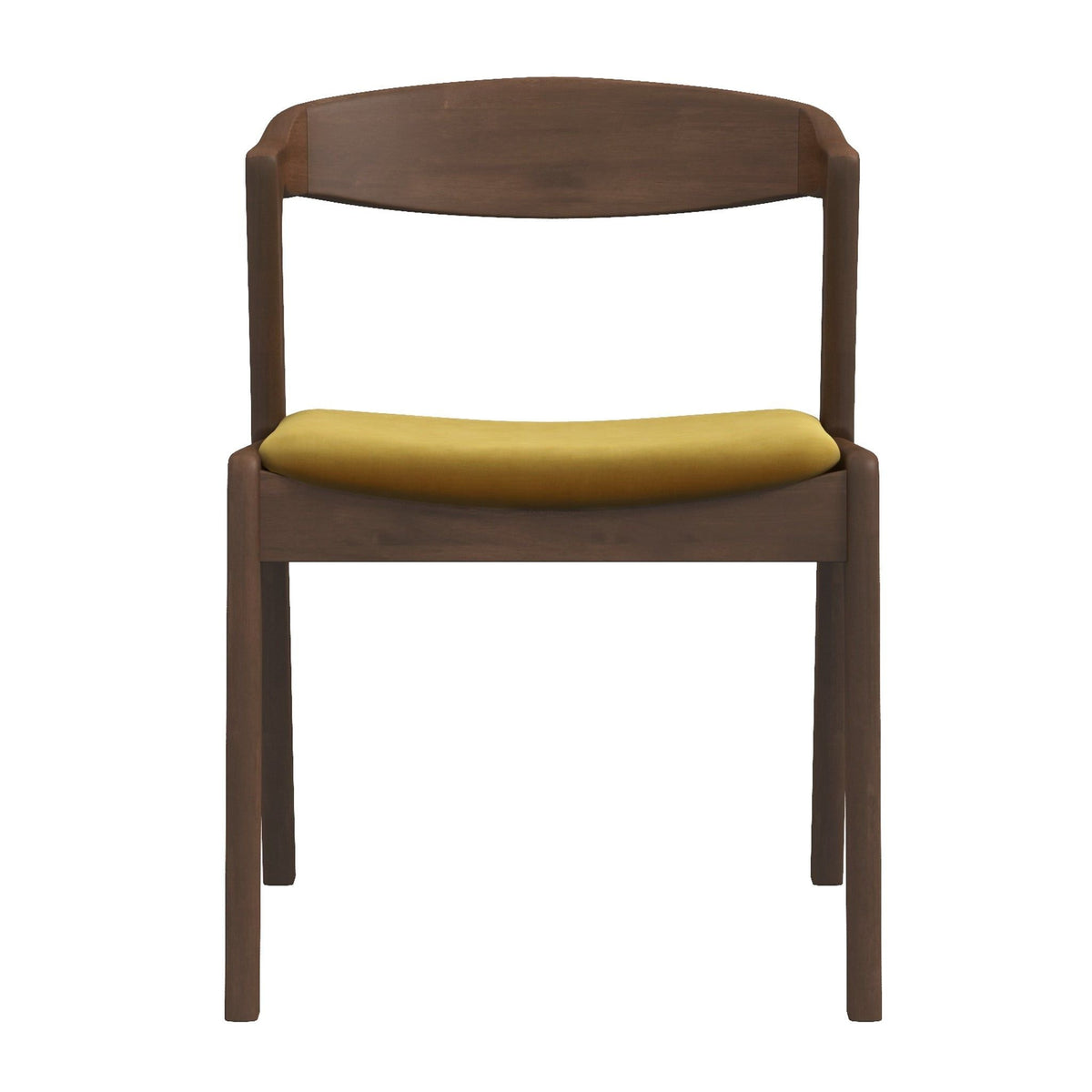 HouseOfZazla mid-century dining chair solid wood frame brown wood with yellow cushion on Tampa Home & Garden Store