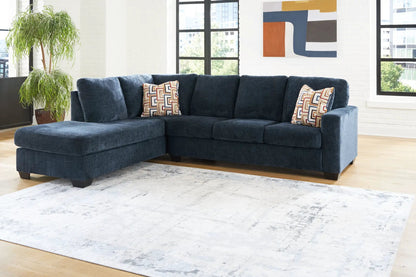 Aviemore sectional by Unique Piece Furniture navy fabric with chaise on Tampa Home & Garden Store