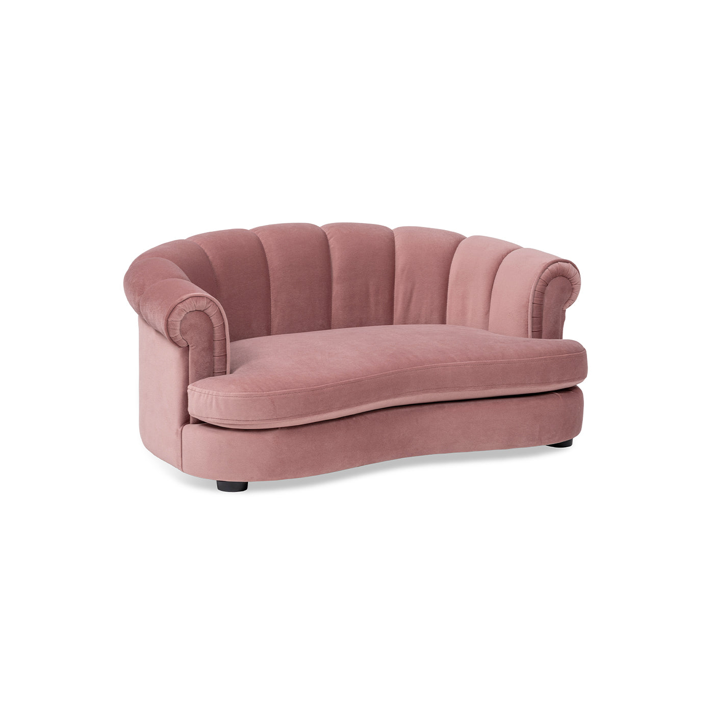 Halle 35.5-inch Rolled-Arm Dog Bed with Channel-Tufted Back in pink velvet by HouseOfZazla on Tampa Home & Garden Store