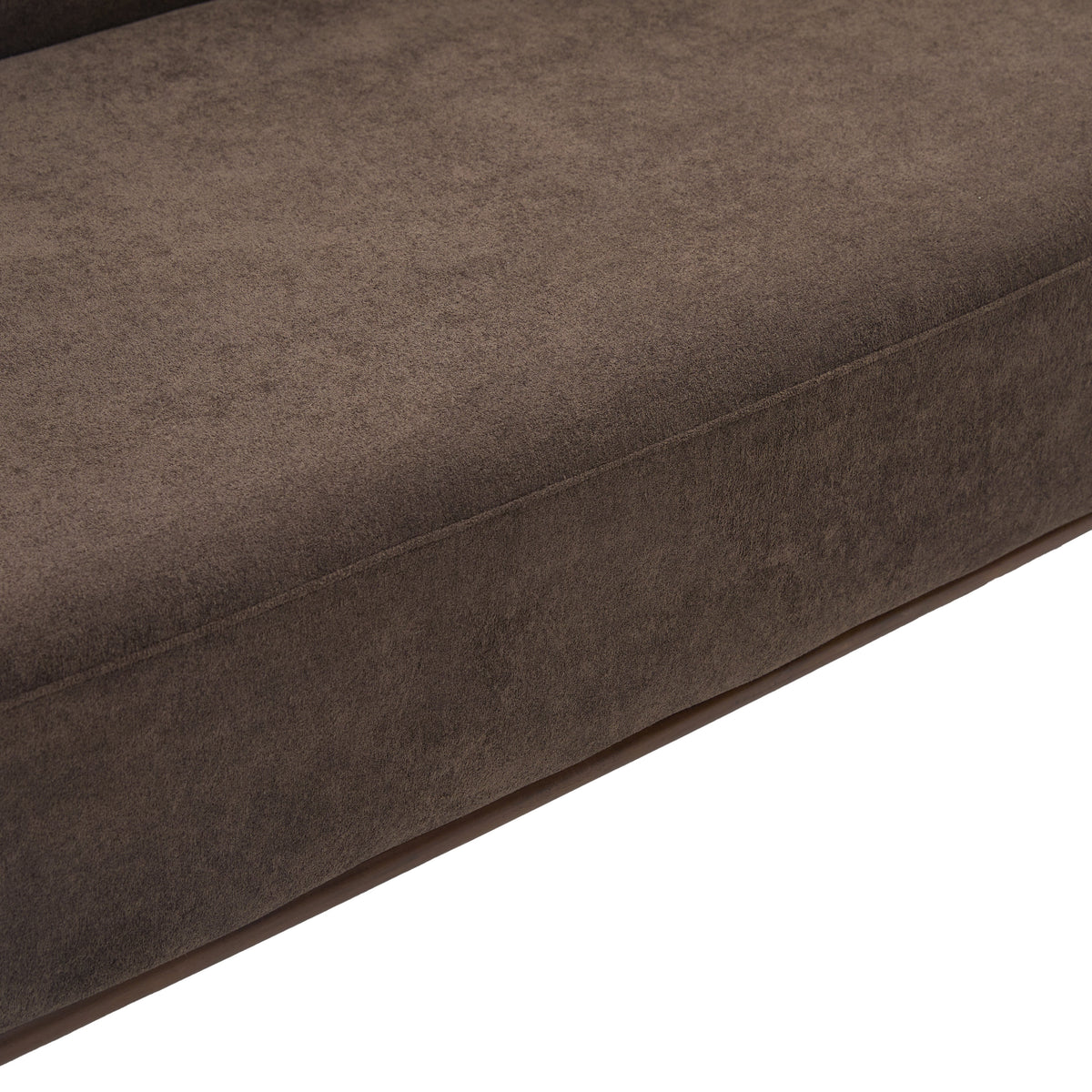 Elegant Curved Velvet Sofa and Wooden Base
