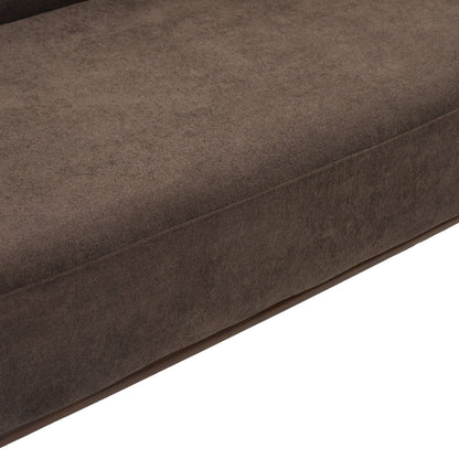 Elegant Curved Velvet Sofa and Wooden Base