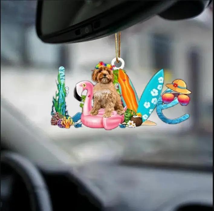 Car Pendant Sleeping Dog Angel Decor Hanging