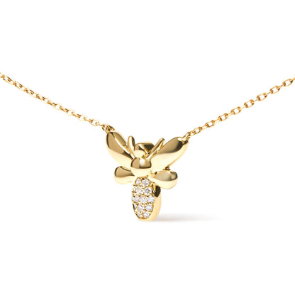 10K yellow gold bee pendant necklace with diamond-accented body on an 18 inch chain by Bids.com on Tampa Home & Garden Store