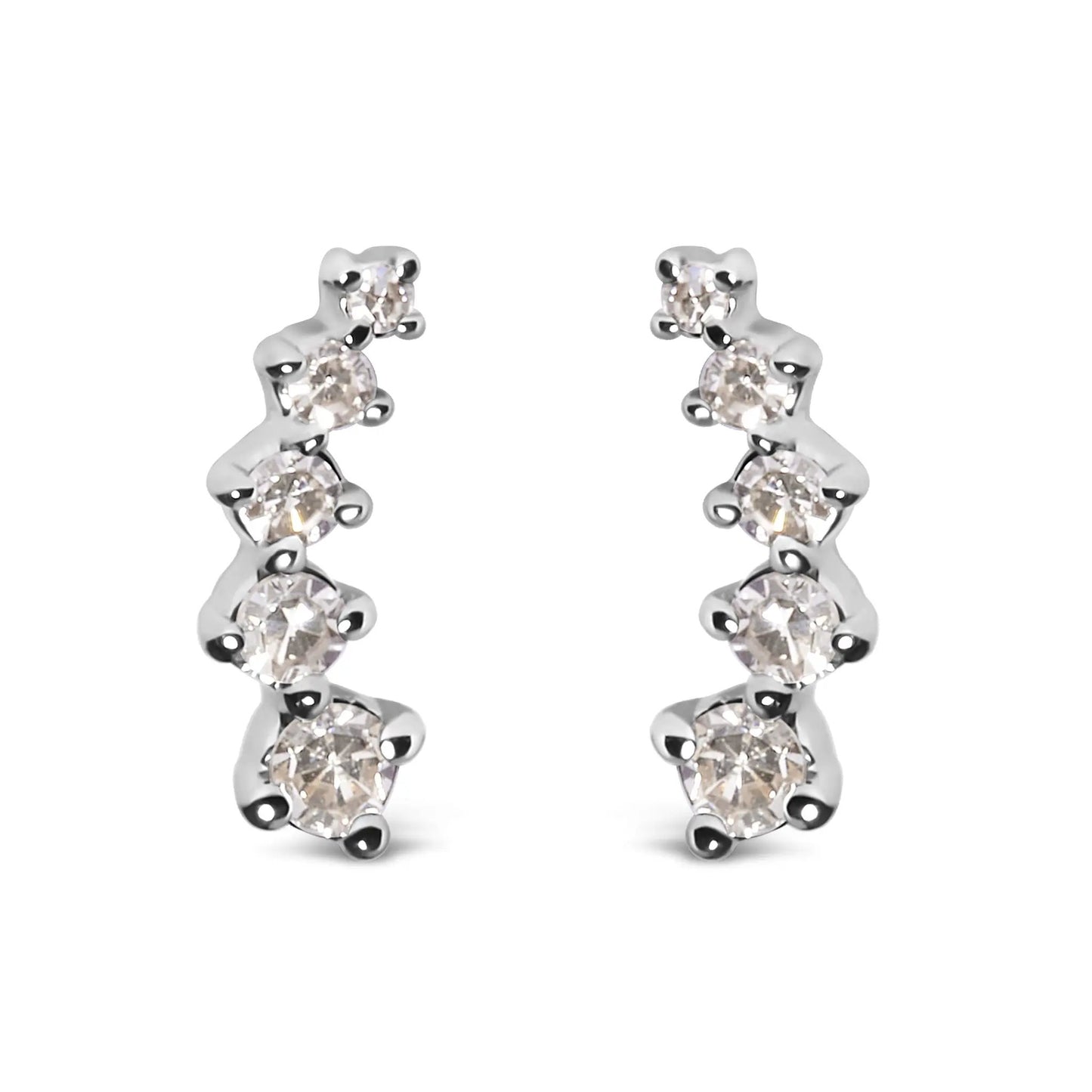 Diamond journey-style climber earrings in 10K white gold with round diamonds by Bids.com on Tampa Home & Garden Store