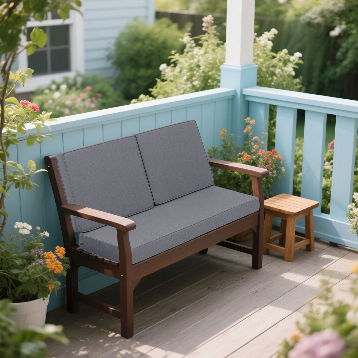 Deep-seat gray patio chair cushions with high-resilience foam for outdoor back and seat use on Tampa Home & Garden Store