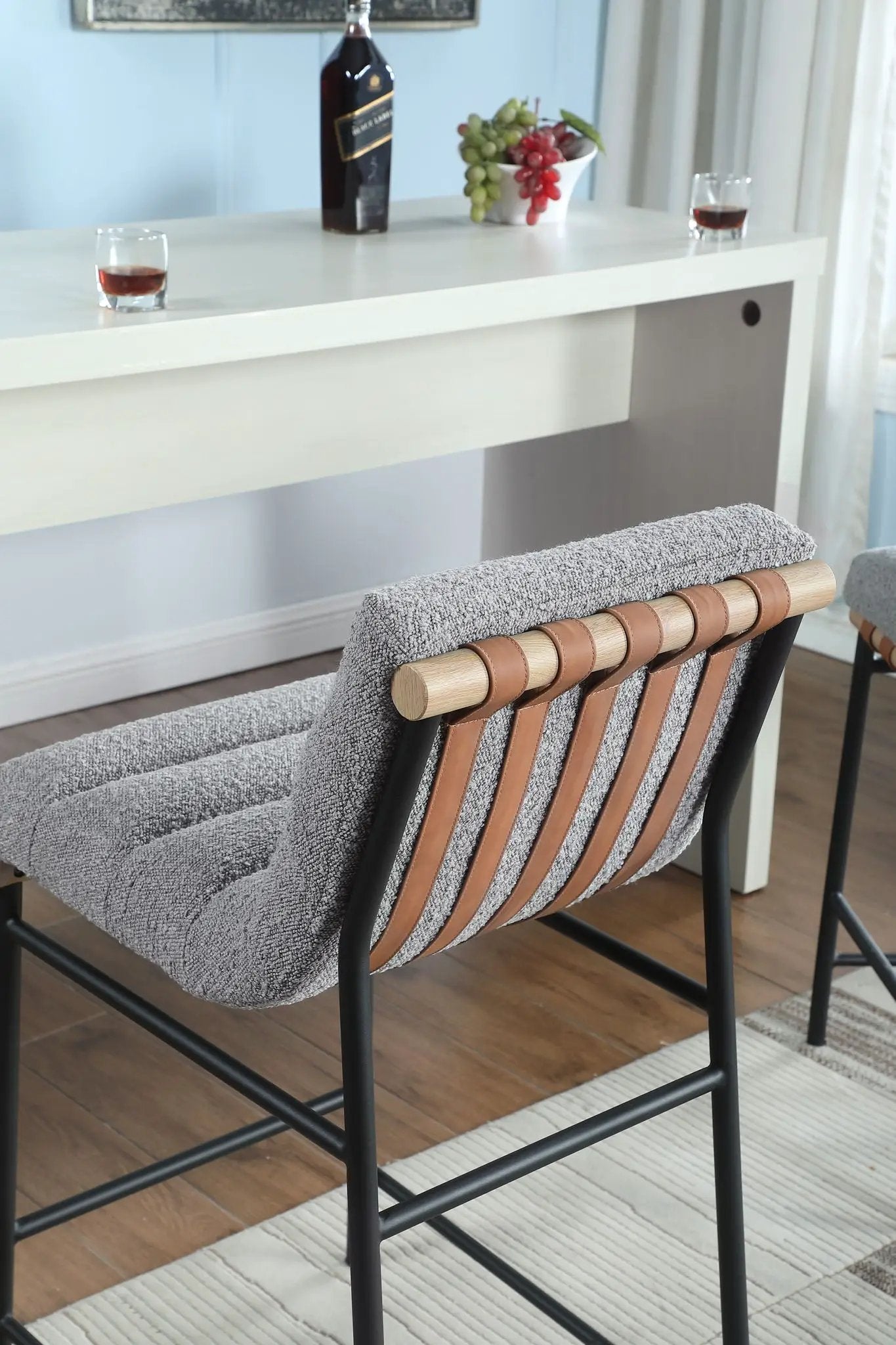 Lahni Boucle Fabric Counter Height Dining Chair