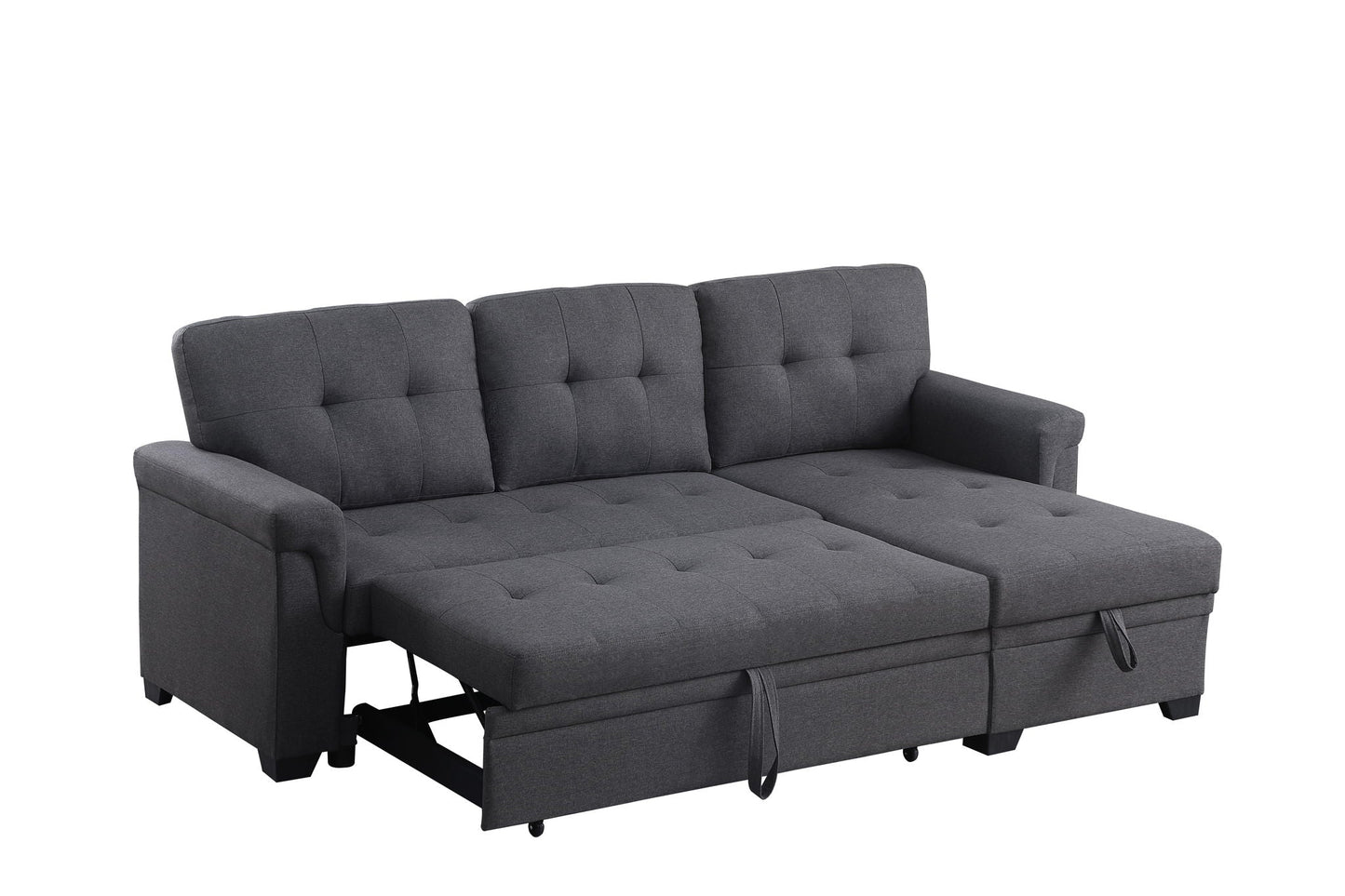 Lucca reversible sleeper sectional sofa with storage chaise in gray fabric by HouseOfZazla on Tampa Home & Garden Store