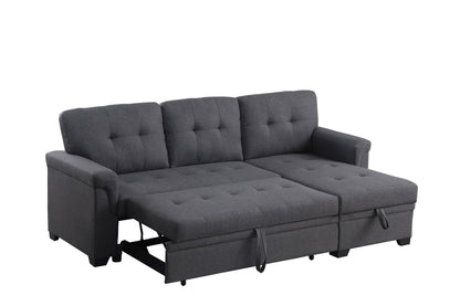 Lucca reversible sleeper sectional sofa with storage chaise in gray fabric by HouseOfZazla on Tampa Home & Garden Store