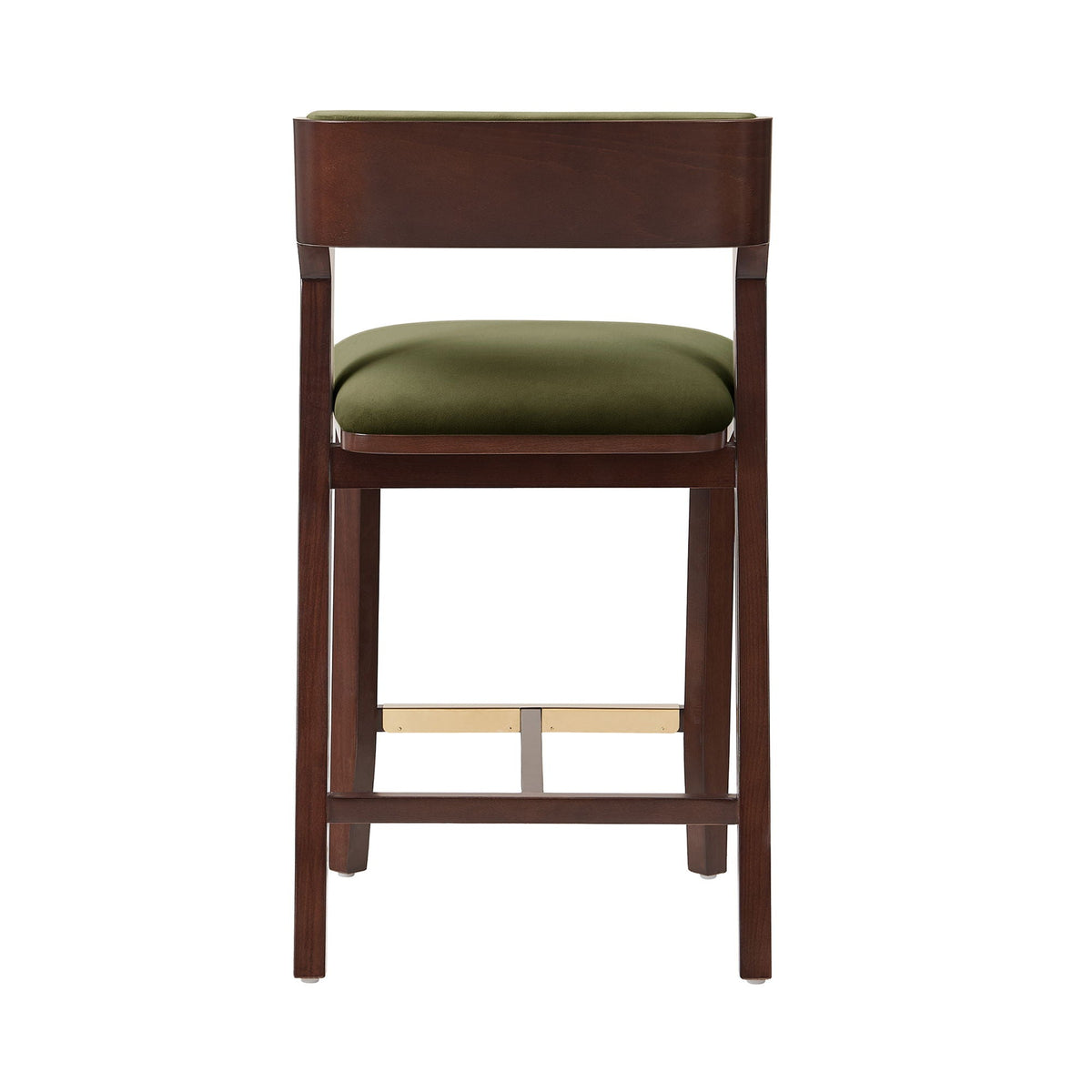 Patricia Counter Stool by HouseOfZazla, dark wood frame with olive cushions, counter-height on Tampa Home & Garden Store