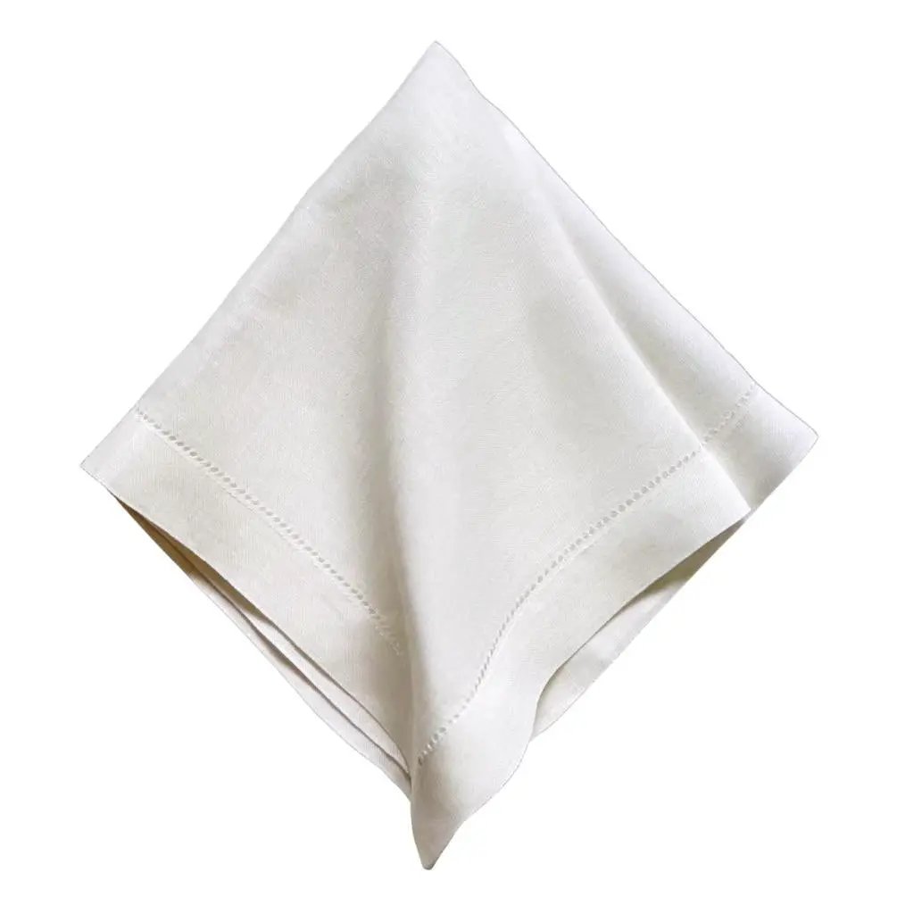 Classic linen napkin, white cloth with delicate stitched edge by Talah Home on Tampa Home & Garden Store