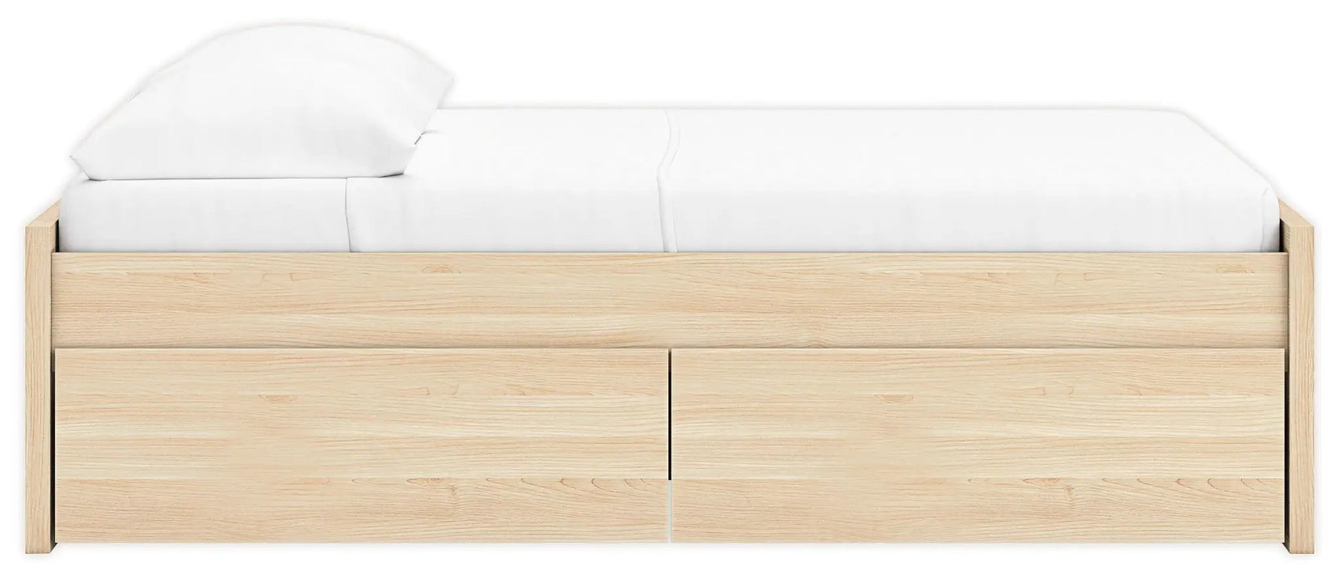 Onita platform bed with two under-bed storage drawers in light oak on Tampa Home & Garden Store