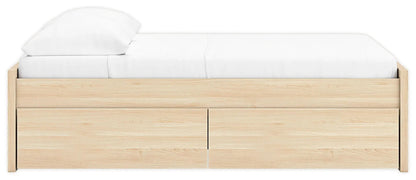 Onita platform bed with two under-bed storage drawers in light oak on Tampa Home & Garden Store
