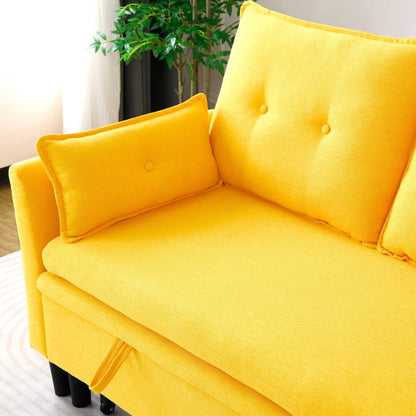 L-Shaped reversible chaise sectional sofa in yellow by HouseOfZazla with cushions and black legs on Tampa Home & Garden Store