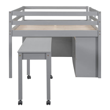 Gray loft bed frame with retractable desk and four drawers by Unique Piece Furniture on Tampa Home & Garden Store