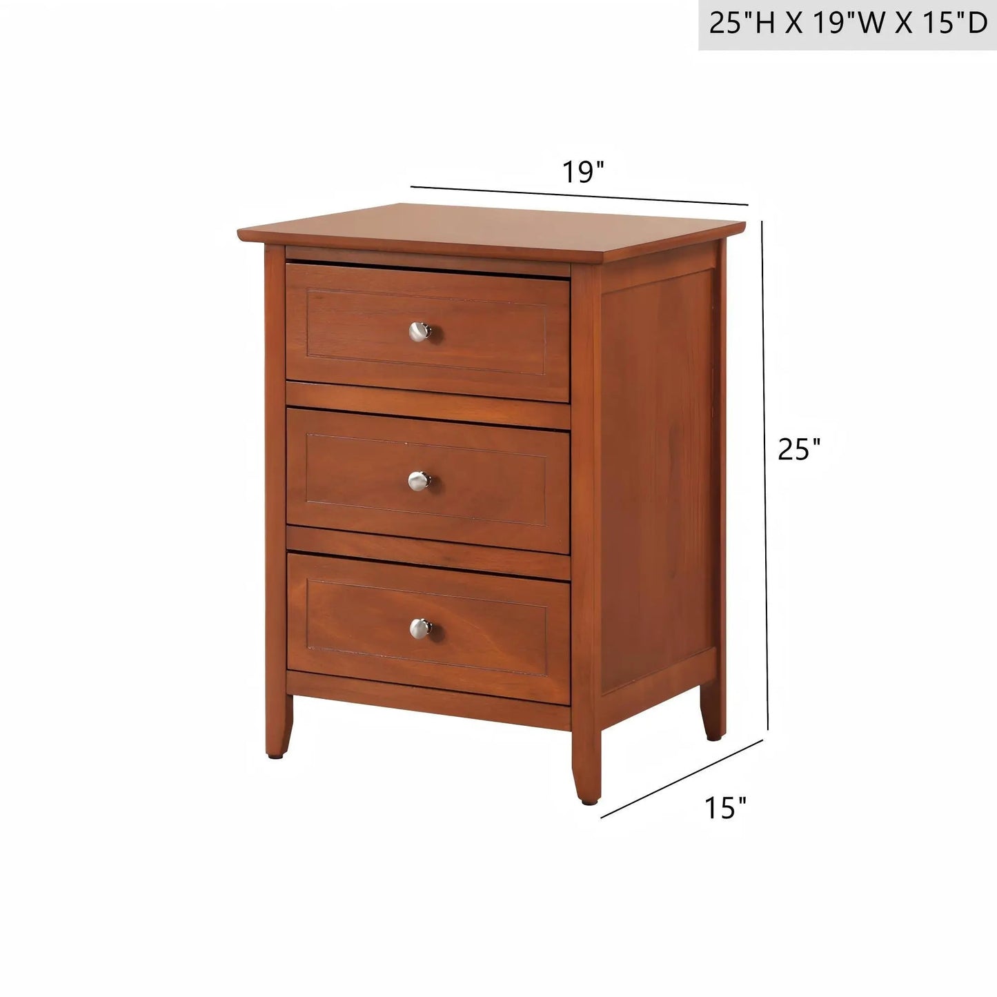 Daniel Nightstand With 3 Drawers In Wood Veneer