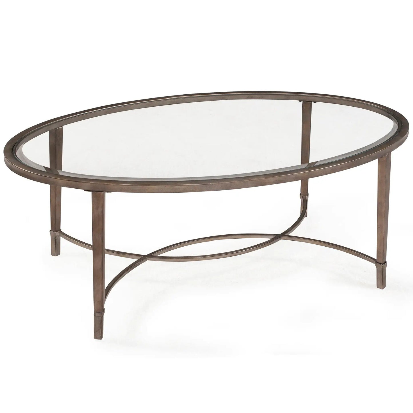 Copia Oval End Table Antiqued Silver Crafted