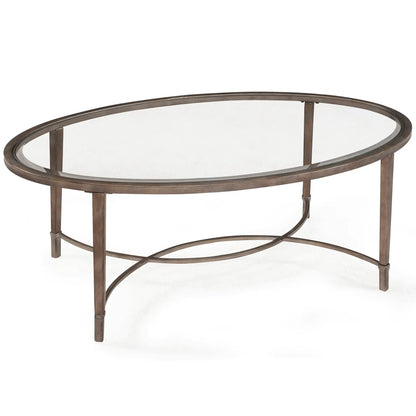 Copia Oval End Table Antiqued Silver Crafted