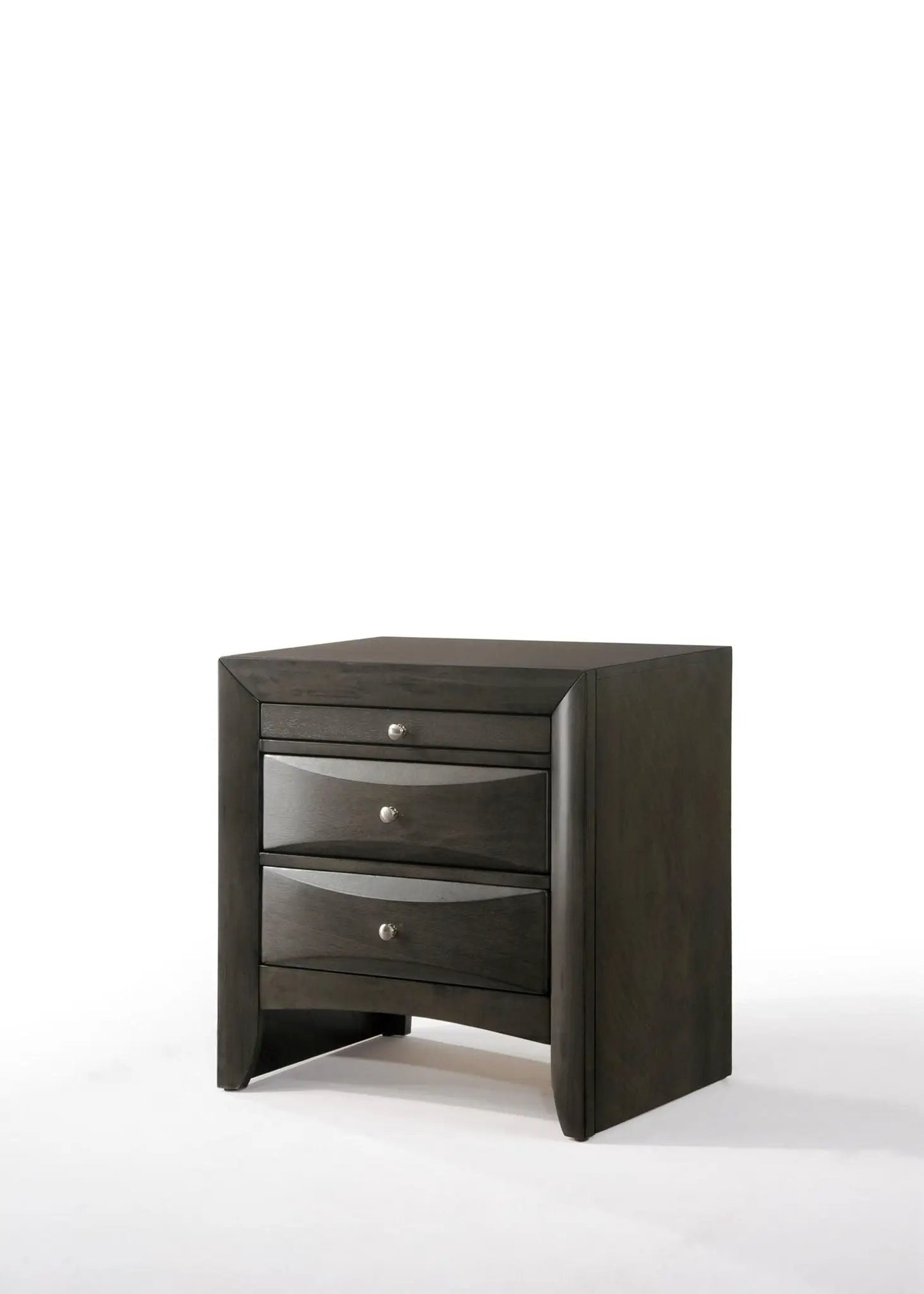 Ireland Elegant Design Nightstand, 5-drawer dark espresso with curved fronts and metal knobs on Tampa Home & Garden Store