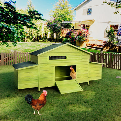 Wooden Chicken Coop with Nesting Boxes and Perch