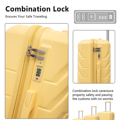HouseOfZazla 3-piece yellow spinner luggage set with combination locks (20/24/28 in) on Tampa Home & Garden Store