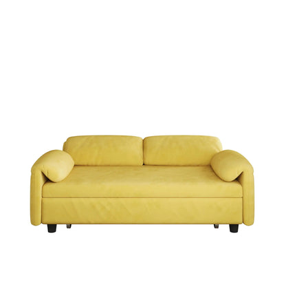 Mustard yellow sleeper sofa by Unique Piece Furniture with retractable queen bed on Tampa Home & Garden Store