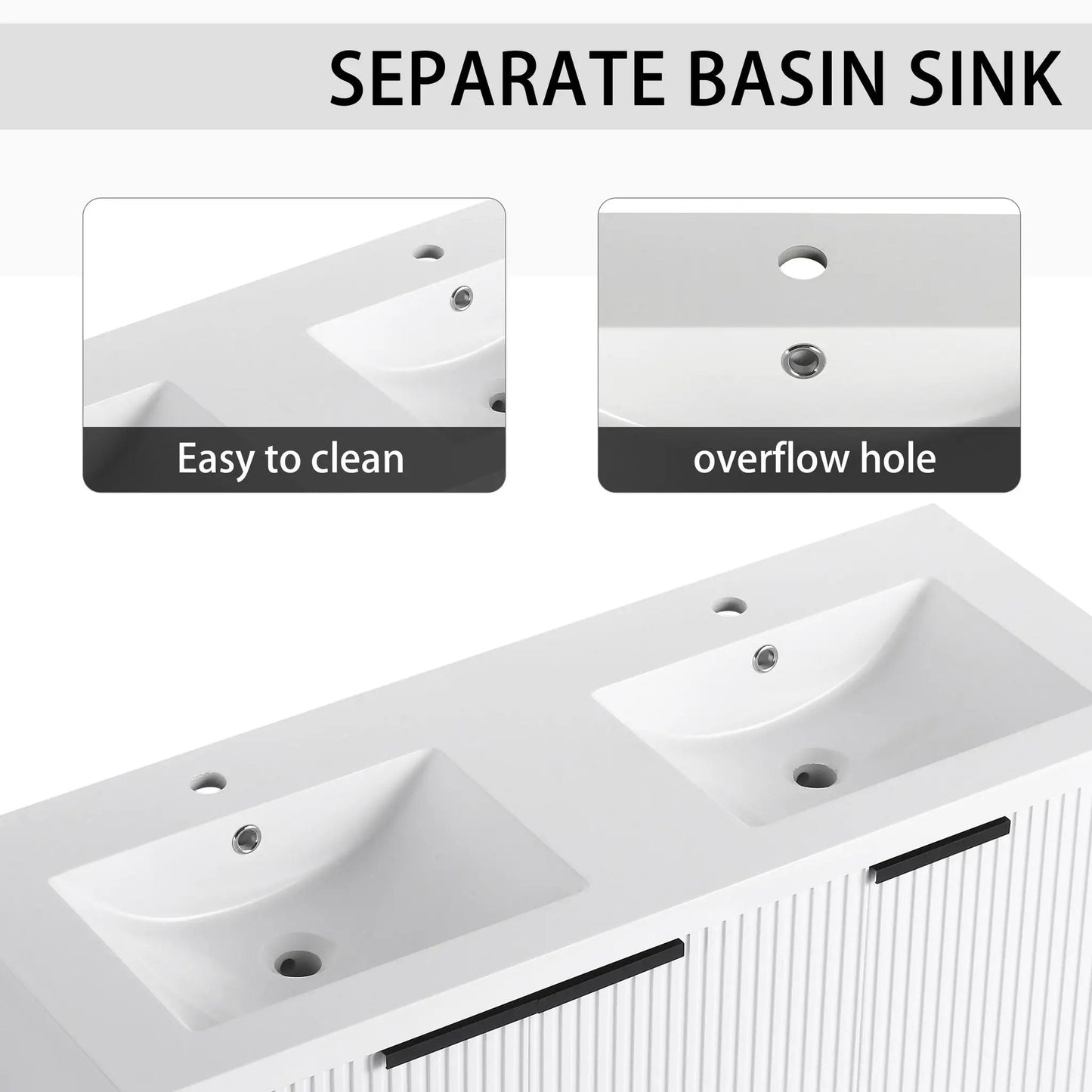 Modern Wall Mounted Vanity With Resin Double Sink