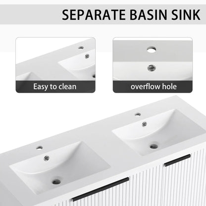 Modern Wall Mounted Vanity With Resin Double Sink