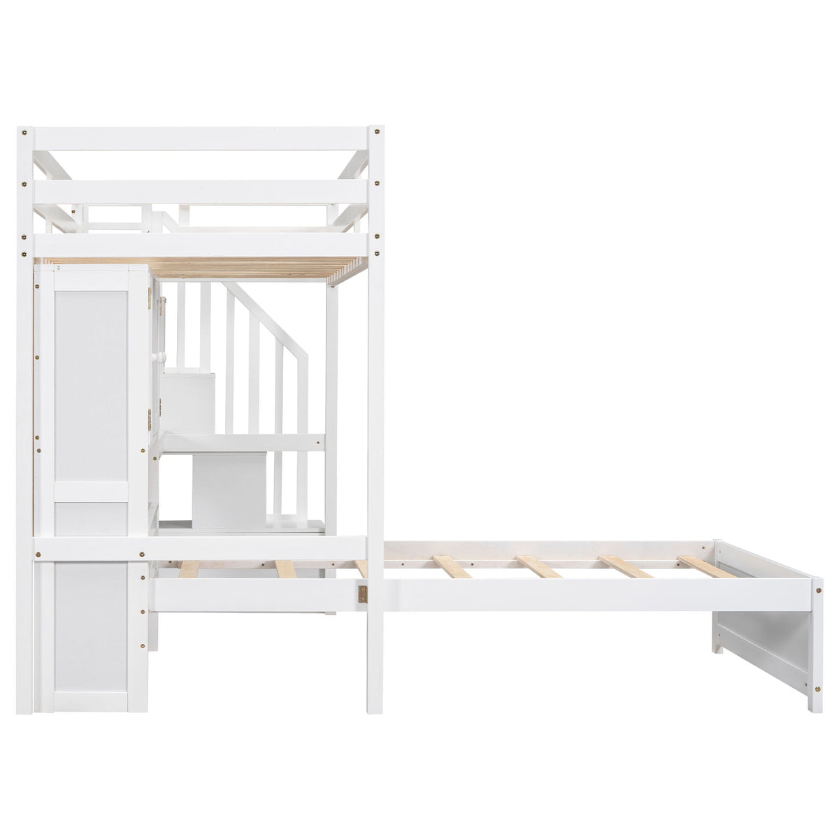 Loft bed with built-in desk and staircase in white finish, HouseOfZazla on Tampa Home & Garden Store