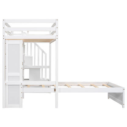 Loft bed with built-in desk and staircase in white finish, HouseOfZazla on Tampa Home & Garden Store